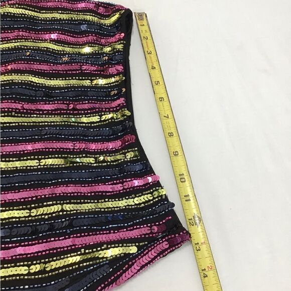 Nasty Gal Stripe Tassel Beaded Hem Mini Skirt New Size 6 - Picture 9 of 11